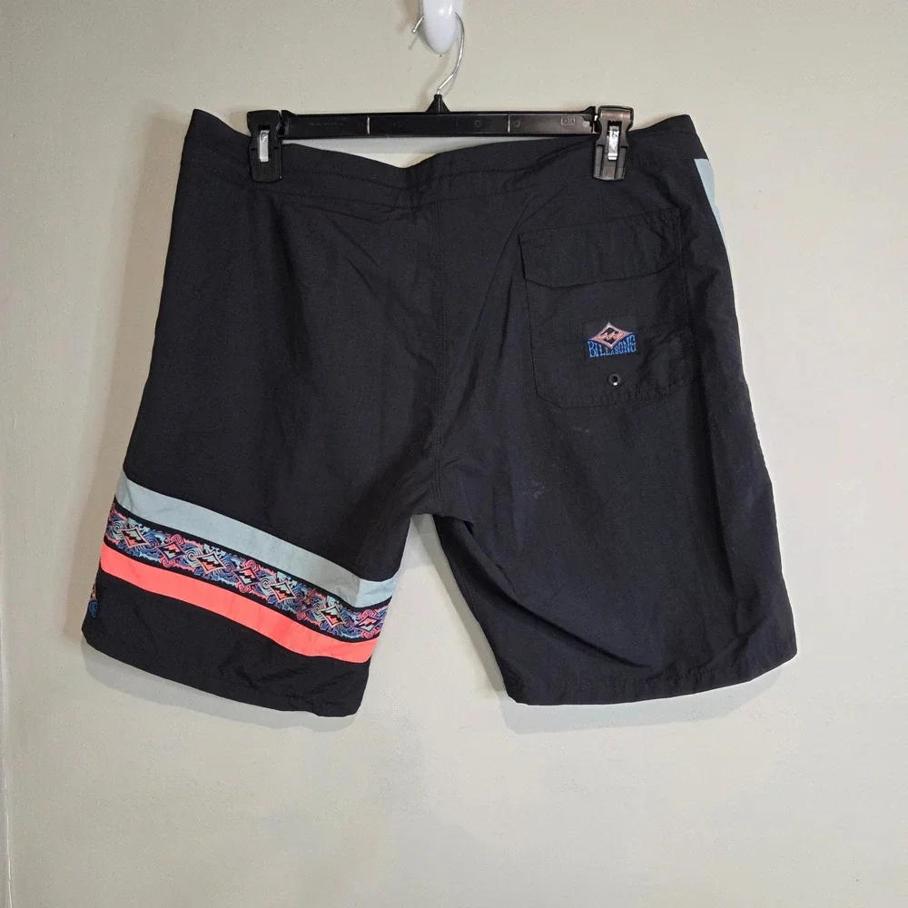 Billabong Surf Board Shorts Mens 36 Black Neon Pink Geometric Y2K Swim Trunks